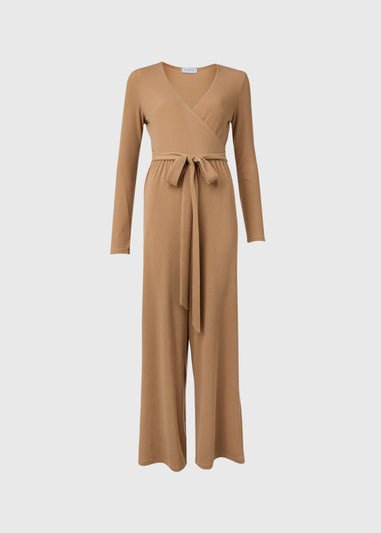 Camel Tie Waist Jumpsuit