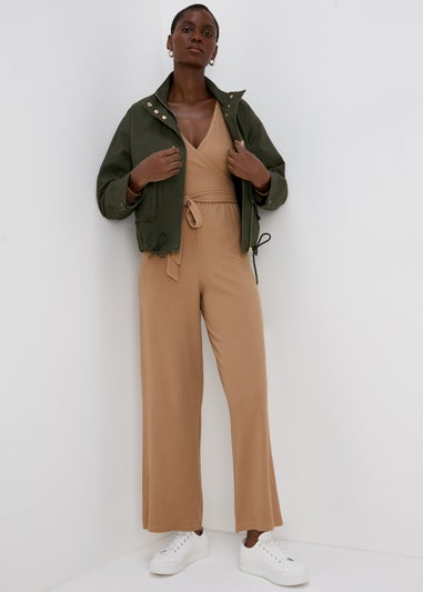 Camel Tie Waist Jumpsuit