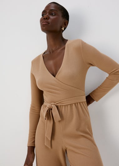 Camel Tie Waist Jumpsuit