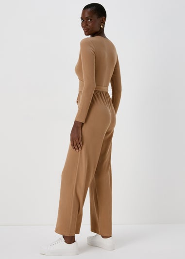 Camel Tie Waist Jumpsuit