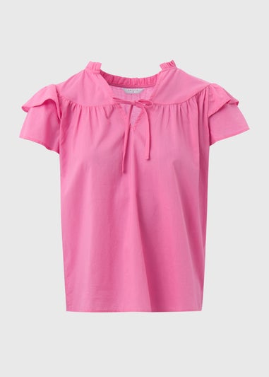 Pink Frill Sleeve Blouse