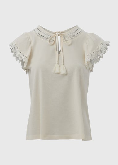 Cream Textured Lace Top