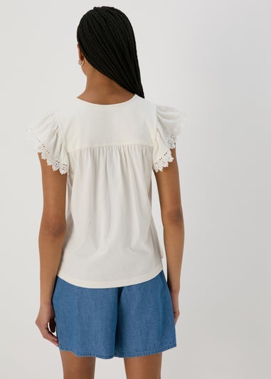 Cream Textured Lace Top