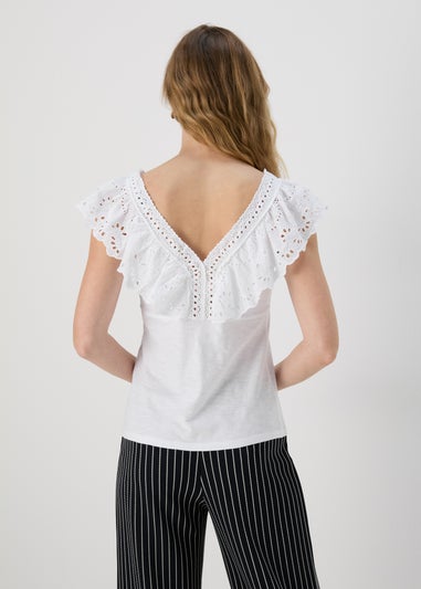 White V Neck Lace Vest