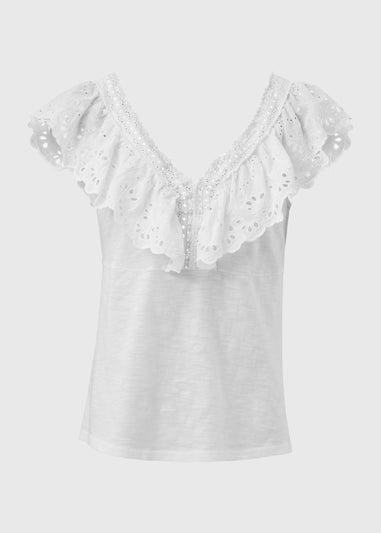 White V Neck Lace Vest