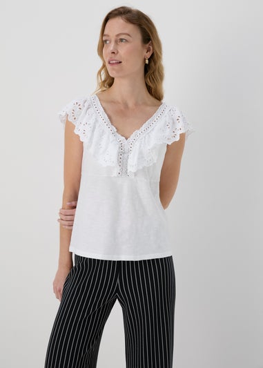 White V Neck Lace Vest