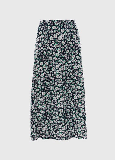 Navy Ditsy Flared Hem Skirt