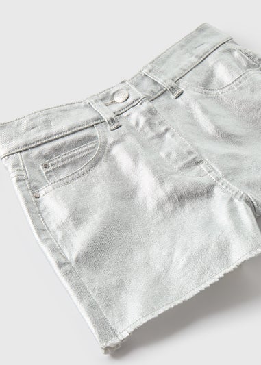 Girls Silver Denim Shorts (7-13yrs)