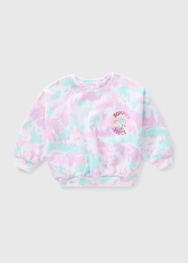 Girls Lilac Tie Dye Summer Vibes Sweatshirt (1-7yrs)