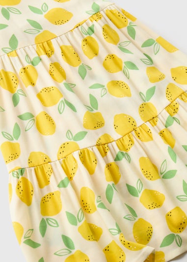 Girls Yellow Lemon Viscose Dress (1-7yrs)