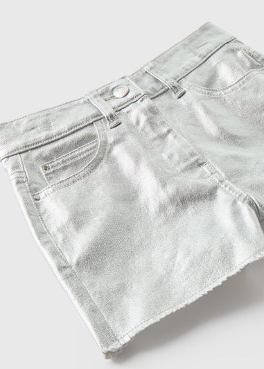 Girls Silver Glitter Denim Shorts (7-13yrs)