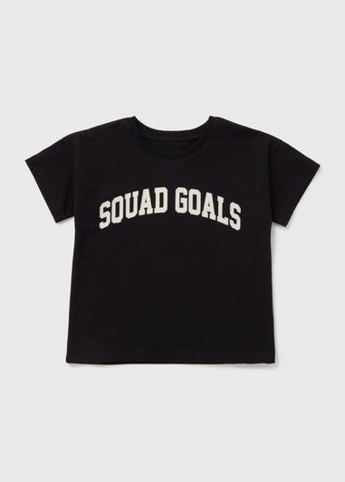 Girls Black Squad Goals T-Shirt (1-7yrs)