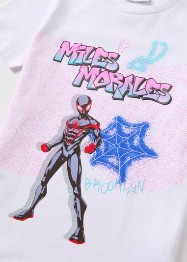 Marvel Kids White Miles Morales Spiderman T-Shirt (4-11yrs)