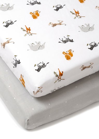 Clair de Lune Jungle Dream 2 Pack Cot Bed Sheets - 140 x 70 cm