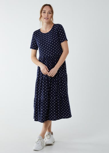 Blue Vanilla Navy Tiered Smock Midi Dress