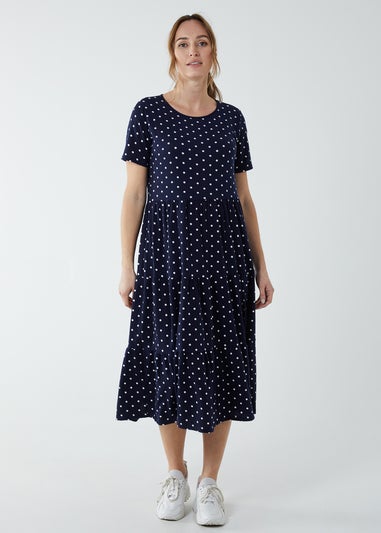 Blue Vanilla Navy Tiered Smock Midi Dress