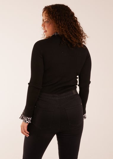 Blue Vanilla Black Leopard Print Frill Jumper