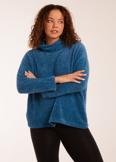 Blue Vanilla Teal High Neck Jumper