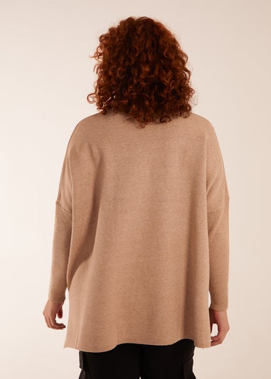 Blue Vanilla Beige Curve High Neck Boxy Jumper