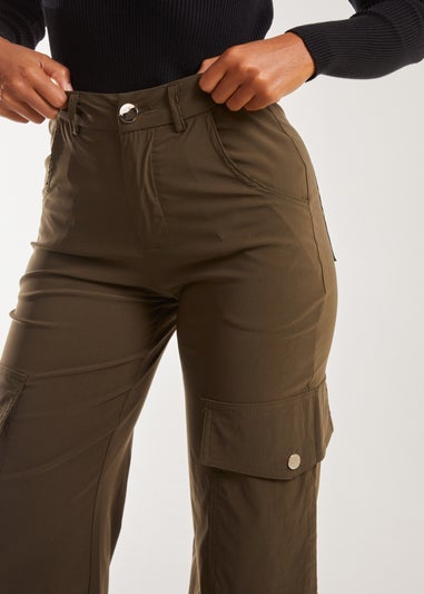 Pink Vanilla Khaki Wide Leg Pocket Cargo Pants