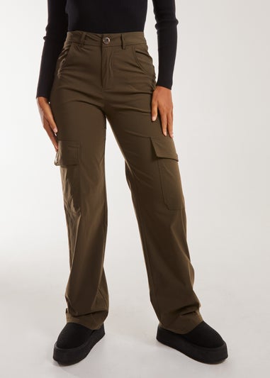 Pink Vanilla Khaki Wide Leg Pocket Cargo Pants