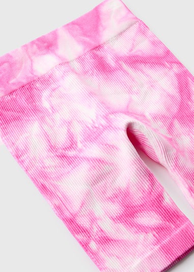 Girls Pink Tie Dye Seamless Shorts (7-15yrs)