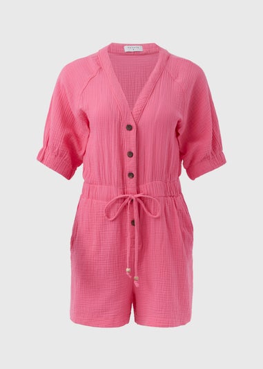 Pink Double Cloth Playsuit