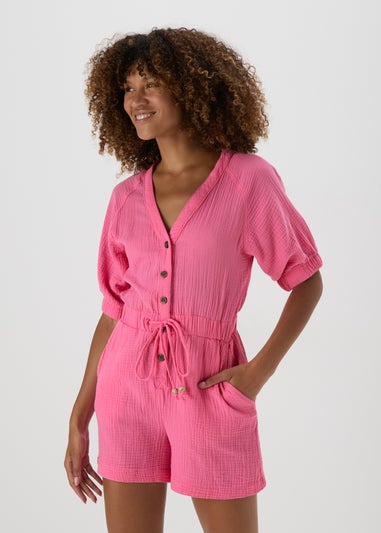 Pink Double Cloth Playsuit