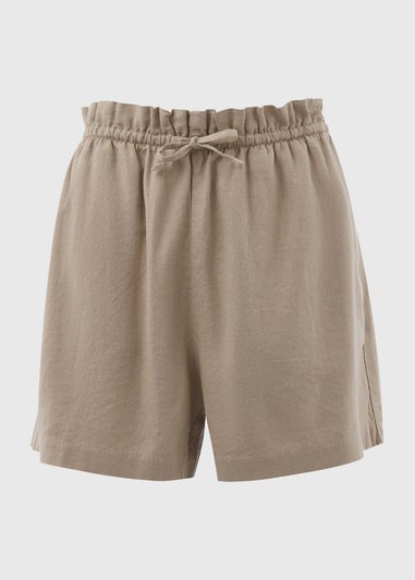 Stone Pull-On Linen Shorts