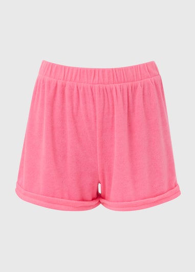 Pink Towel Textured Shorts