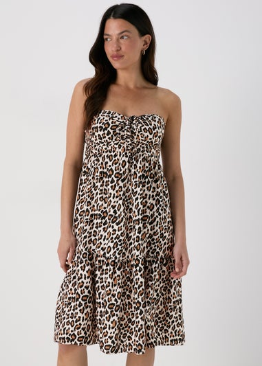 Multicolour Animal Print Bandeau Viscose Dress