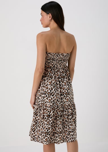 Multicolour Animal Print Bandeau Viscose Dress