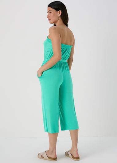 Turquoise Bandeau Jersey Jumpsuit