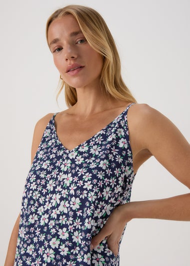 Navy Daisy Viscose Cami Midi Dress