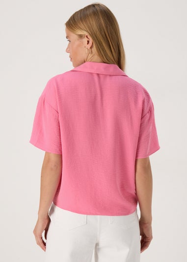 Pink Solid Tie Front Airflow Shirt