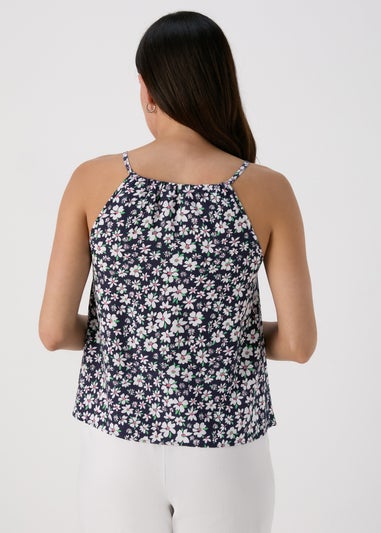 Navy & Blue Ditsy High Apex Viscose Cami Top