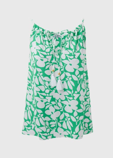 Green Leaf Print Cami Top