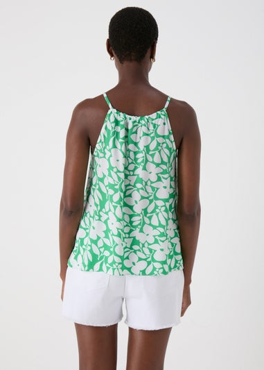 Green Leaf Print Cami Top