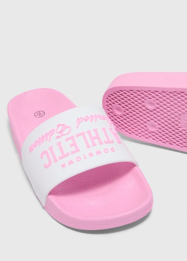 Girls Pink Athletic Sliders (Younger 10-Older 5)