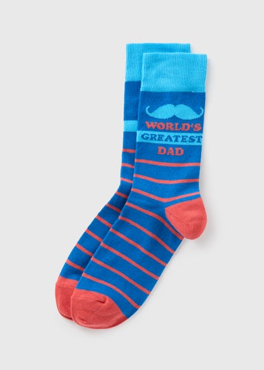 Blue Greatest Dad Socks