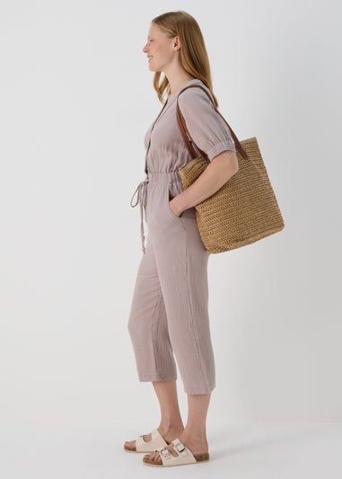 Taupe Double Cloth Jumpsuit