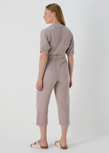 Taupe Double Cloth Jumpsuit