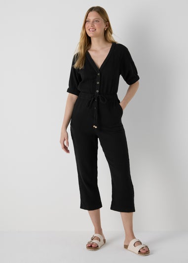 Black Double Cloth Jumpsuit