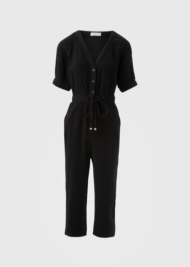 Black Double Cloth Jumpsuit