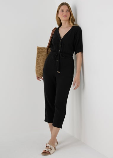 Black Double Cloth Jumpsuit