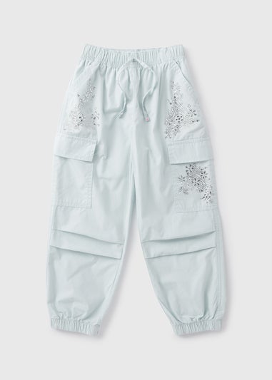 Girls Blue Embellished Cargo Bottoms (1-7yrs)