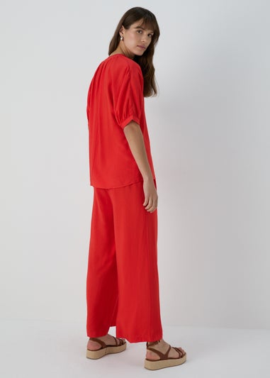 Red Co Ord Wide Leg Trousers