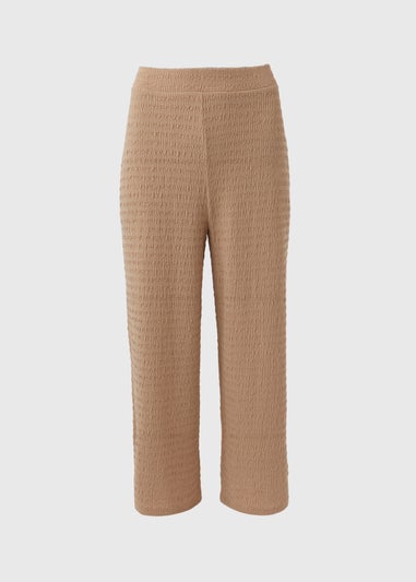 Beige Neutral Textured Co Ord Trousers