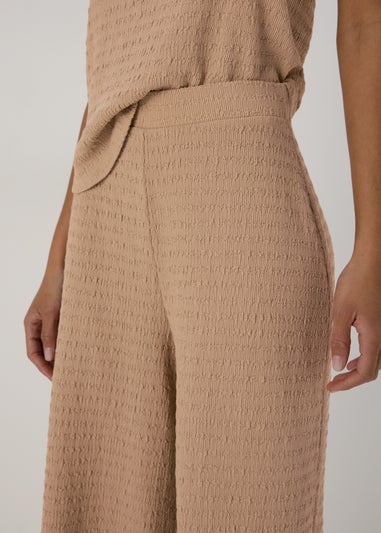 Beige Neutral Textured Co Ord Trousers