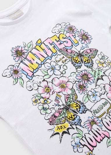 Girls White Manifest T-Shirt (7-13yrs)